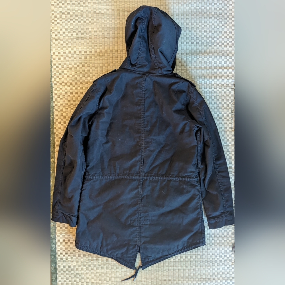 RARE Momotaro Fishtail Quilted Parka Hooded Black Men's Size 40 Made in Japan - Picture 2 of 11